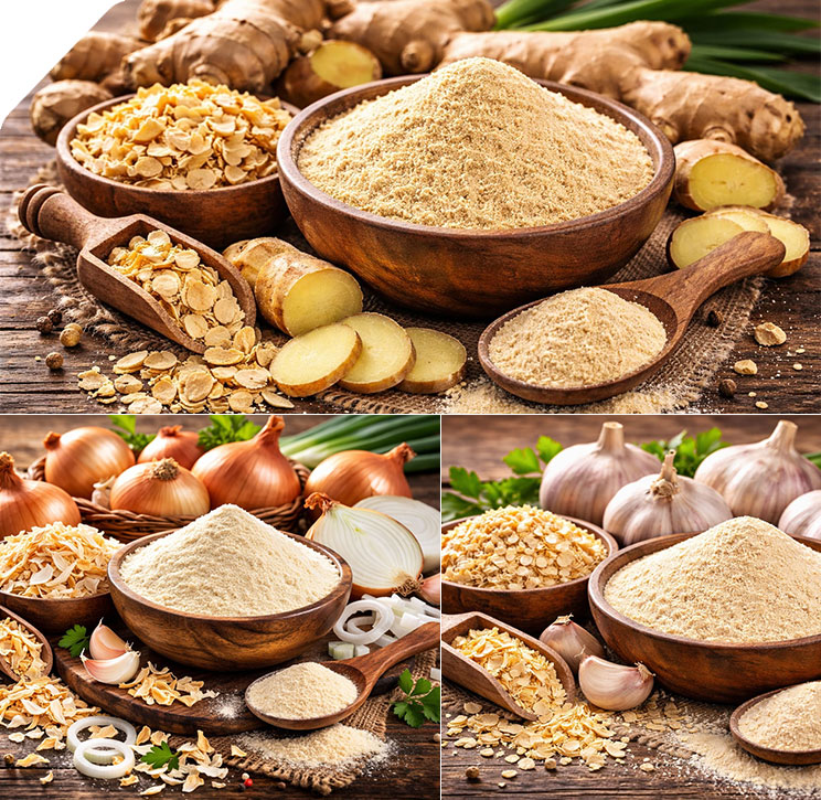 Dehydrated onion garlic ginger powder export